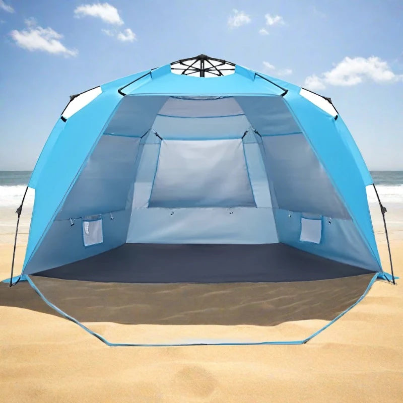 Portable Beach Shade Canopy Folding Sun Shade Shelter, Easy Setup and Carry - Fozz&