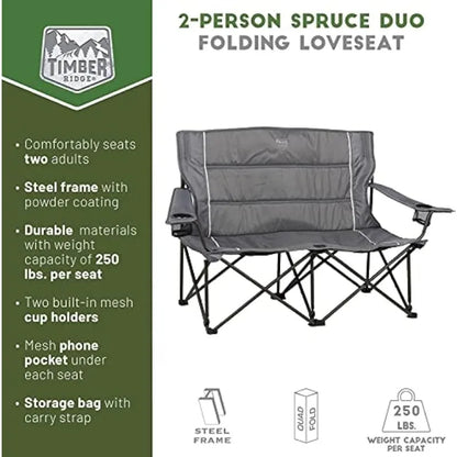 TIMBER RIDGE 2 Person Folding Loveseat - Fozz&