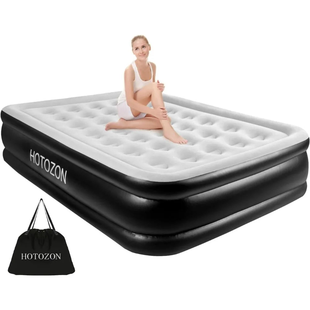 Queen Air Mattress with Built-in Pump Luxury Elevated Inflatable - Fozz&